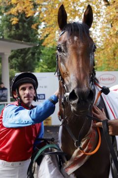 Aemilianus mit Jockey Andrasch Starke. www.galoppfoto.de - Stephanie Gruttmann