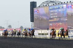 Der Sieg im UAE Derby geht an Lines Of Battle unter Ryan Moore. www.galoppfoto.de - Frank Sorge