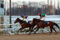 Elsie Partridge landet für den Champion der Besitzertrainer, Lucien van der Meulen, unter Cecilia Müller den letzten Treffer des Jahres 2014. Foto: Dr. Jens Fuchs