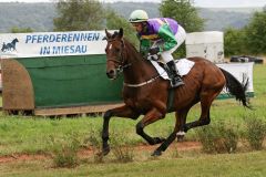 Ländliche Rennbahn in Miesau - hier mit Sajja und Mark Gier - mit Galopp- und Trabrennen. www.galoppfoto.de - Sarah Bauer