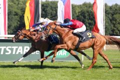 Lahzar Star muss sich im Derby-Test gegen Northern Olympian strecken. www.galoppfoto.de - Sabine Brose