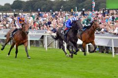 Mostahdaf gewinnt nach taktisch ausgefeiltem Ritt von Frankie Dettori gegen Nashwa und Paddington. www.galoppfoto.de - JJ Clark