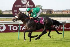 Der Manduro-Sohn Vazirabad gewinnt unter Christophe Soumillon in den weltberühmten Farben des Aga Khan den Prix Gladiateur. Foto: Dr. Jens Fuchs