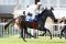 Sapphire mit Terence Hellier beim Aufgalopp in Baden-Baden. www.galoppfoto.de - John James Clark